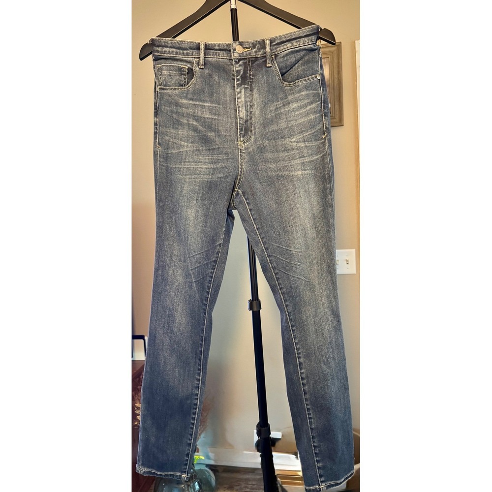 Pilcro and the Letterpress Superscript High Rise Straight Leg Jeans Blue Size 30 - Picture 2 of 10